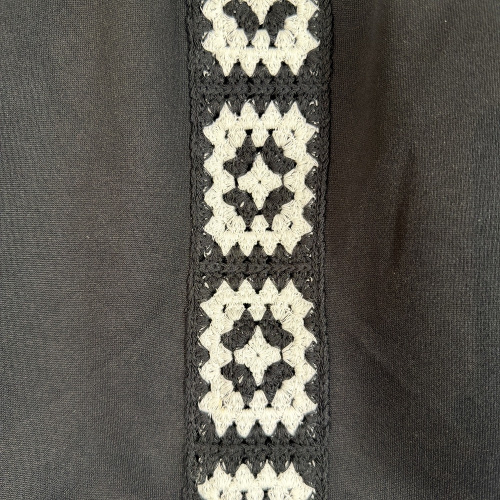 Rebellion Again High Waist Crochet Detail Black White Shorts Large Boho NWT - Picture 10 of 12